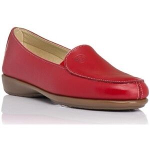 48 HORAS Red Leather Slip On Flat Comfort Moccasin Loafers Sz EU39